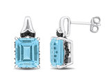 8.67 Carat (ctw) Blue Topaz and Black Sapphire Earrings in Sterling Silver